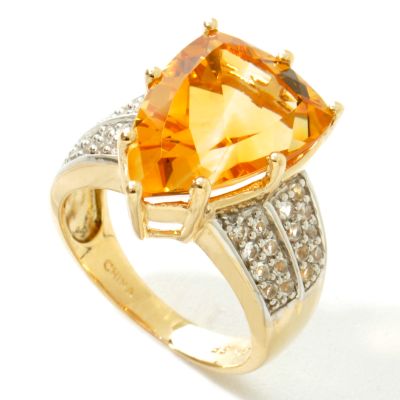 14K Gold Citrine & White Topaz Ring