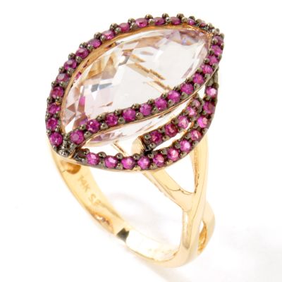 14K Gold Pink Amethyst & Pink Sapphire Ring
