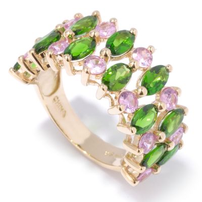 14K Gold Chrome Diopside & Pink Sapphire Ring
