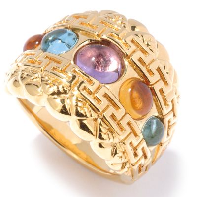 14K Gold Electroform Multi-Gemstone Cabochon Ring