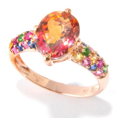 I8587 - 14K Gold Mystic Topaz & Multi-Gemstone Ring