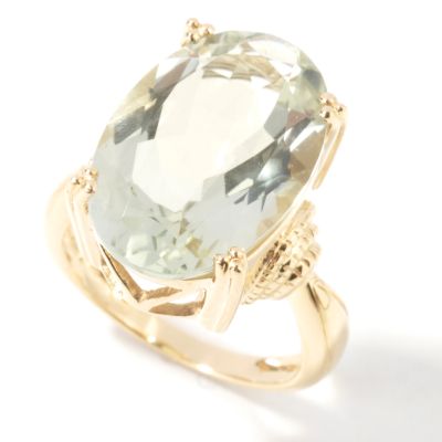 14K Gold 8.00ct Prasiolite Ring