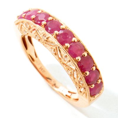 I8667 - 14K White, Rose or Yellow Gold Ruby or Tanzanite & Diamond Ring