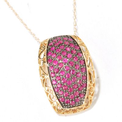 14K Red Ruby Pendant W/ 18" Chain