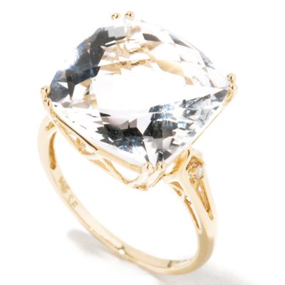 14K Gold White Topaz & Diamond Ring
