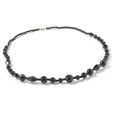 I8817 - 14K Gold 26" Crystal, Onyx or Smoky Quartz Necklace
