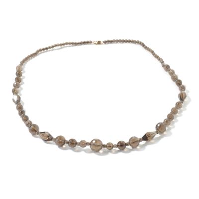 14K Gold 26" Crystal, Onyx or Smoky Quartz Necklace
