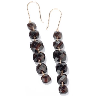 I8851 - 14K Gold Checkerboard Drop Gemstone Earrings