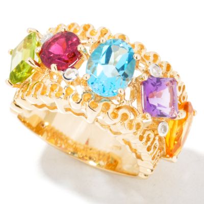 I8860 - 14K Gold Multi-Gemstone & Diamond Ring