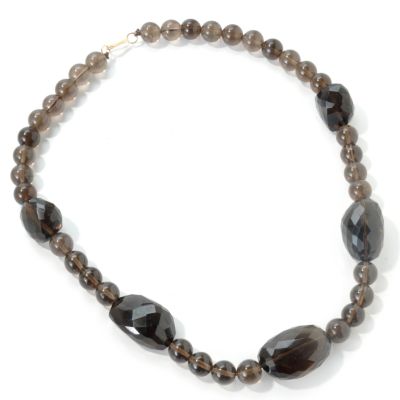 I8892 - 14K Gold 20" Smoky Quartz Necklace