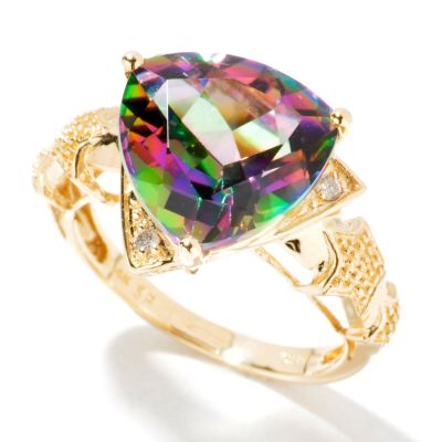 14K Gold Mystic Topaz Star Ring