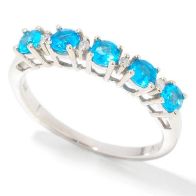 I8961 - 14K White Gold Apatite, Neon Blue Apatite or Tanzanite & Diamond Ring 