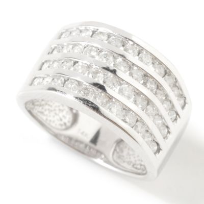 I8966 - 14K White Gold 1.00ct Diamond Four Row Ring