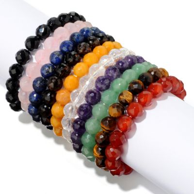 I8971 - Set of Ten 7.5" Multi-Gemstone Bead Bracelets