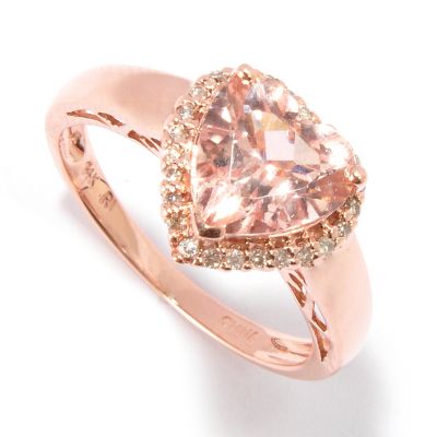 I8987 - 14K Gold Morganite & Diamond Accent Heart Ring 