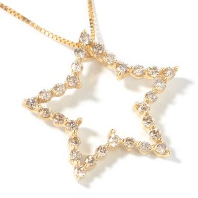 I9010 - 14K Gold Diamond Star Pendant w/ Chain
