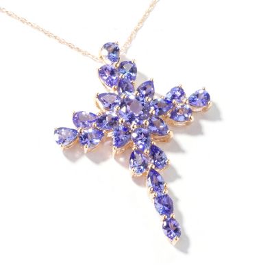 I9037 - 14K Gold Tanzanite Cross Pendant w/ Chain