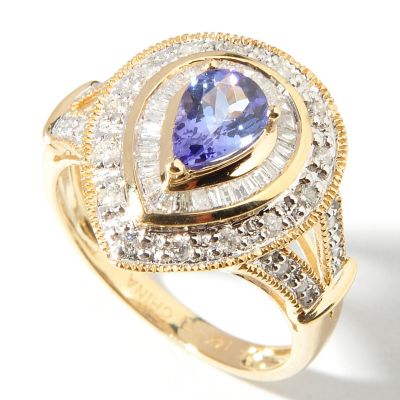 I9165 - 14K White or Yellow Gold Blue Tanzanite & Diamond Ring