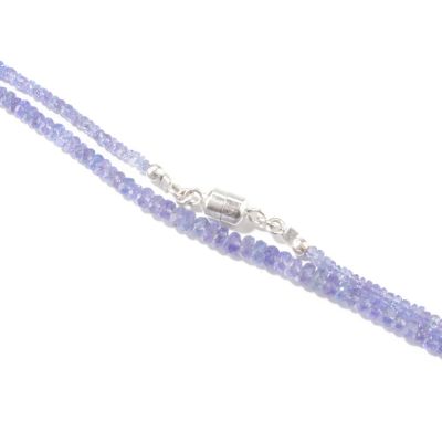I9171 - Sterling Silver 36" Faceted Tanzanite Beaded Necklace