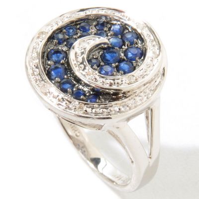 I9209 - 14K White Gold Sapphire & Diamond Circle Ring