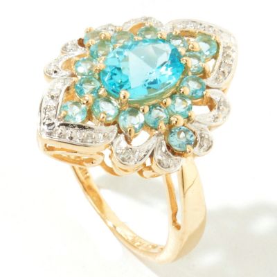 I9210 - 14K Gold Apatite & Diamond Ring