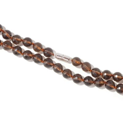 I9222 - Sterling Silver 18" Micro-Faceted Smoky Quartz Necklace