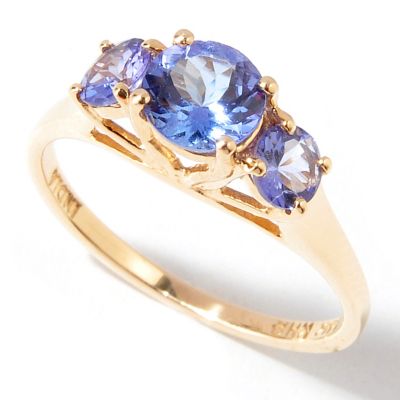 I9233 - 14K White or Yellow Gold Three-Stone Tanzanite Ring