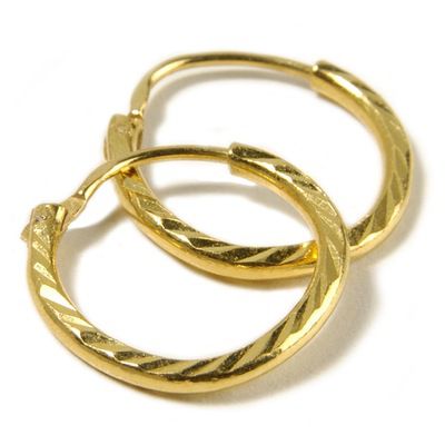 24 / 21K Gold Diamond Cut Hoop Earrings