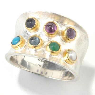 Sterling Silver22K Vermeil Gemstone "Day of the Week" Ring