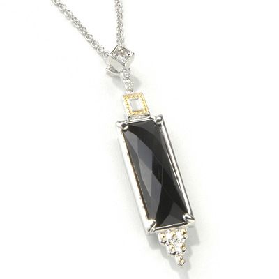 Sterling SilverVermeil Onyx & White Sapphire Pendant w Chain