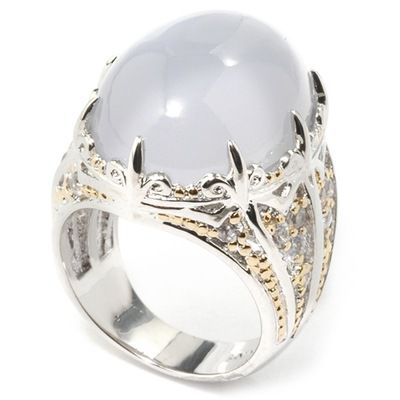 Sterling Silver/Vermeil Lavender Chalcedony & White Sapphire Ring