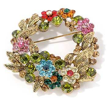 Multi-Color Crystal Flower Wreath Brooch Multi-Color Crystal Flower Wreath Brooch