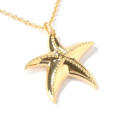 Stainless Steel or 18K YG Plated Starfish Pendant w/ 18