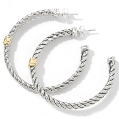 Sterling Silver / 18K Gold Twisted Hoop Earrings