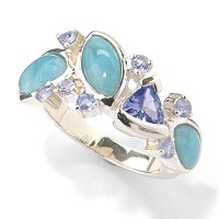 Sterling Silver "Palermo" Larimar & Tanzanite Ring