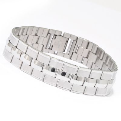 Men's 8.5" Brushed & Polished Stainless Steel Link Bracelet