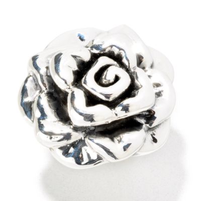 J143654 - Sterling Silver Oxidized Rose Ring