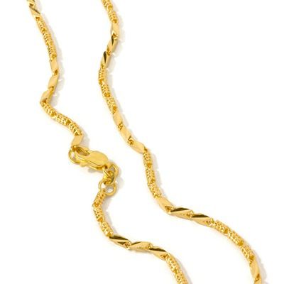 21K 24 145GM Cage Diamond Cut Link Necklace