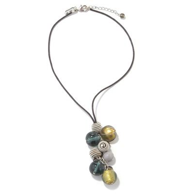 16" Amethyst or Blue Murano Glass Graspo Bead Necklace