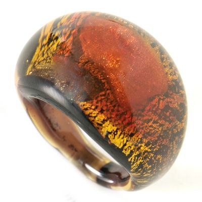 Amethyst, Blue, or Topaz Murano Glass ESP Oval Ring