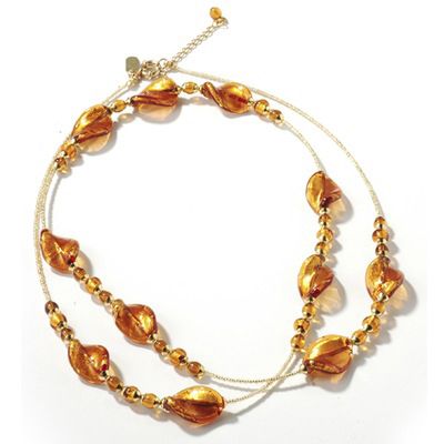 J160569 - 39.5" Due Venezia Slate or Topaz Murano Glass Necklace