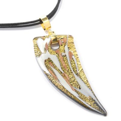 J160741 - 14K Vermeil 18" "Dente di Squalo" Murano Glass Necklace w/ 2" Extender