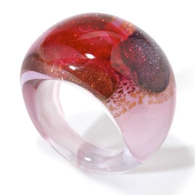 This smooth and sexy Murano glass ring is a mesmerizing kaleidoscope of color. The modern design with go nicely with a variety of looks and is sure to brighten your day whenever you wear it. This deli