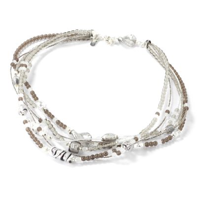 J160753 - 21.75" Murano Glass Nebbia Necklace w/ 2.25" Extender