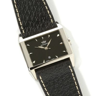 Philip Men? s Vintage Three Hand Leather Strap Watch