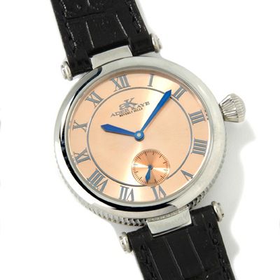 Adee Kaye Men's Tamas Collection Stainless Steel Leather Strap Watch