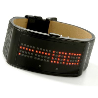 Giordano Men's LED Light Master Stainless Steel Digital Leather Strap Watch