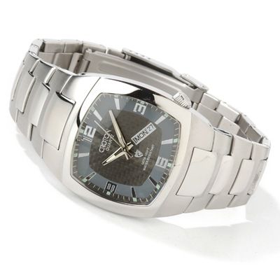 J172394 - Croton Men's Textured Dial Stainless Steel Bracelet Watch 