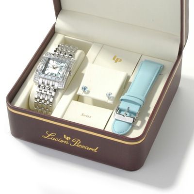 Lucien Piccard Women's Gemma Stainless Steel Watch, Earrings & Additional Strap Set