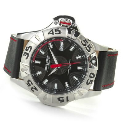 Immersion Men's Stream Stainless Steel Leather Strap Watch